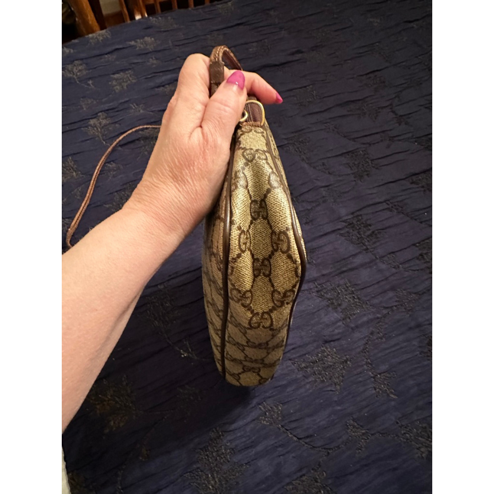 Gucci Brown & Beige Coated Canvas Crossbody Bag w/ Zip Top - Picture 9 of 14